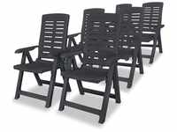 vidaXL Reclining Garden Chairs Plastic Anthracite - Grey (6pcs)