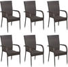vidaXL Stackable Outdoor Chairs Poly Rattan - Brown (6pcs)