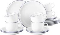 Seltmann Weiden Kaffeeservice Geschirr-Set, Service Compact Blaurand (18-tlg), 6
