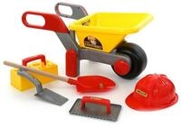 Polesie Sandform-Set Kinder-Schubkarren 50229, Baustellenset 6-teilig, Helm,