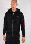 Kapuzensweatjacke ALPHA INDUSTRIES "Back Print Zip Hoody", Herren, Gr. S, schwarz,