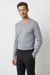 Rundhalspullover OLYMP "OLYMP Strick Casual", Herren, Gr. M, grau (silbergrau),