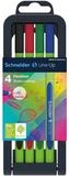 SCHNEIDER Fineliner Fineliner Line-Up 0,4 mm 4er Stiftebox (schwarz rot blau...