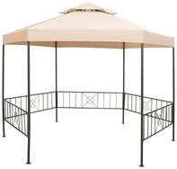 vidaXL Partyzelt vidaXL Gartenpavillon Partyzelt Hexagonal Beige 323x265 cm