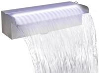vidaXL Poolwasserfall 30 cm Pool-Wasserfall Font&auml;ne mit LEDs Rechteckig...