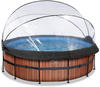 EXIT Framepool Wood Pool øxH: 427x122cm, mit Sandfilterpumpe und Abdeckung,...