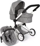 CHIC2000 Kombi-Puppenwagen Linus, Jeans Grey, (Set), mit Babywanne und Autositz