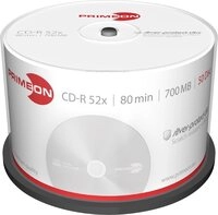 PRIMEON CD-Rohling 50 Primeon Rohlinge CD-R silver protect disc 80Min 700MB 52x