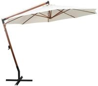 vidaXL Ampelschirm, Sonnenschirm 350 cm Holzmast Wei&szlig;