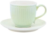 Greengate Tasse Alice Tasse mit Untertasse pale green 8,5 cm, Steingut