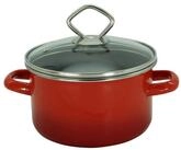 Karl Kr&uuml;ger Fleischtopf Fleischtopf Rom 16 cm Emaille rot 1,5 L mit Glasdeckel,