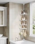 SONGMICS Duschablage mit 4 Ablagen, Gesamth&ouml;he 85-305 cm, h&ouml;henverstellbar,