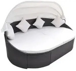 vidaXL Bett Outdoor-Loungebett mit Dach Poly Rattan Braun braun