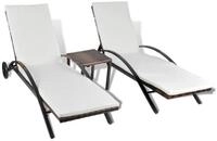 vidaXL Gartenliege Sonnenliegen mit Tisch Poly Rattan Braun, 1 St.