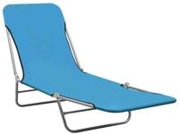 vidaXL Gartenliege, Klappbare Sonnenliegen 2 Stk. Stahl und Stoff Blau