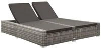 vidaXL Gartenliege Doppel-Sonnenliege Poly Rattan Grau