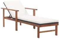 vidaXL Gartenliege Sonnenliege mit Auflage Poly-Rattan Massivholz Schwarz, 1 St.
