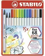 STABILO Kalligraphie-Stift Pen 68 Brush, Metal Box Of 15 Pieces In Assorted...