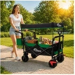 SAMAX Bollerwagen Faltbarer Offroad mit Dach - Schwarz / Gr&uuml;n