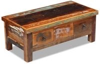 vidaXL Ablagetisch, Couchtisch mit Schubladen Altholz 90x45x35 cm