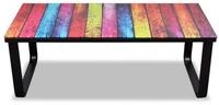 vidaXL Ablagetisch, Couchtisch mit Regenbogen-Motiv Glasplatte