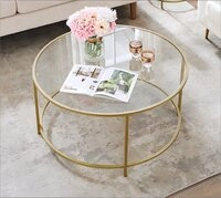 VASAGLE Couchtisch, Beistelltisch f&uuml;r Wohnzimmer, &Oslash; 84 x 45.5 cm, transparent