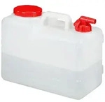 relaxdays Kanister Wasserkanister mit Hahn, 15 Liter rot|wei&szlig; 19 cm x 29 cm x 36 cm