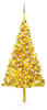 vidaXL Künstlicher Weihnachtsbaum mit LEDs & Kugeln gold 210cm (3077692)