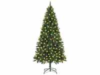 vidaXL Künstlicher Weihnachtsbaum mit LEDs Kiefernzapfen grün 210 cm (3077745)