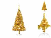 vidaXL Künstlicher Weihnachtsbaum mit LEDs & Kugeln gold 120cm (3077603)