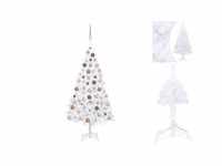 vidaXL Künstlicher Weihnachtsbaum mit LEDs & Kugeln weiß 120 cm (3077625)
