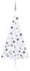 vidaXL Künstlicher Halber Weihnachtsbaum mit LEDs & Kugeln weiß 120 cm...