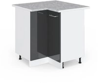 Vicco Eckunterschrank R-Line, Anthrazit Hochglanz/Wei&szlig;, 75.6 cm, AP Marmor...