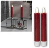 STAR TRADING LED-Kerze LED Stabkerzen "Flamme", 2er Set, rot, 15x2cm, warmwei&szlig;