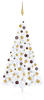 vidaXL Künstlicher Halber Weihnachtsbaum mit LEDs & Kugeln weiß 150cm...