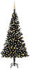 vidaXL Künstlicher Weihnachtsbaum mit LEDs & Schmuck schwarz 210cm (3077505)