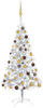 vidaXL Künstlicher Weihnachtsbaum mit LEDs & Kugeln silber 150cm (3077523)