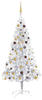 vidaXL Künstlicher Weihnachtsbaum mit LEDs & Kugeln silber 210cm (3077525)