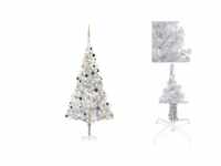 vidaXL Künstlicher Weihnachtsbaum mit LEDs & Kugeln silber 240cm (3077526)