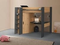 Parisot Hochbett Heavy ALL-IN-ONE, mit Kleiderschrank, Schreibtisch, Leiter,...