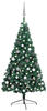 vidaXL Künstlicher Halber Weihnachtsbaum mit LEDs & Kugeln grün 240 cm...