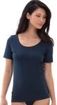 Kurzarmshirt MEY "Cotton Pure", Damen, Gr. 40, blau (night blau), Single Jersey,