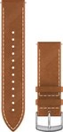 Garmin Smartwatch-Armband Ersatzarmband 20mm Leder Hellbraun mit Naht/Silber