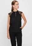 Spitzentop VERO MODA "VMMILLA SL LACE TEE", Damen, Gr. XL, schwarz, Jersey,