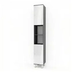 Vicco Hochschrank Fynn, Wei&szlig; Hochglanz/Anthrazit, 30 x 190 cm (1-St) grau