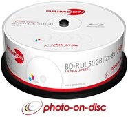 PRIMEON Blu-ray-Rohling 25 Rohlinge BD-R DL full printable photo on disc 50GB 8x