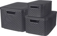 Curver Organizer Style (Set, 3 St), Aufbewahrungsbox, mit Deckel, anthrazit, 7/13/18