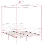 vidaXL Himmelbett 160 x 200 cm Himmelbett-Gestell Rosa Metall 160x200 cm Bett
