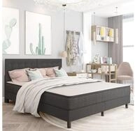 vidaXL Bett, Kopfteil Getuftet Dunkelgrau Stoff 160 x 200 cm