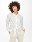 Hemdbluse ONLY "ONLLECEY LS KNOT SHIRT NOOS WVN", Damen, Gr. XL, wei&szlig; (cloud